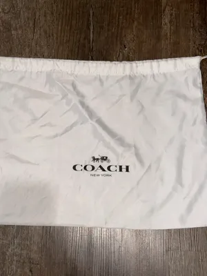 Coach White Drawstring Storage Pouch with Black Logo thumbnail 3