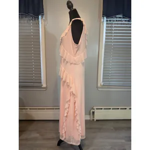 Glamorous Pink Ruffle Maxi Dress Sheer Layer Romantic Cottagecore Boho thumbnail 2