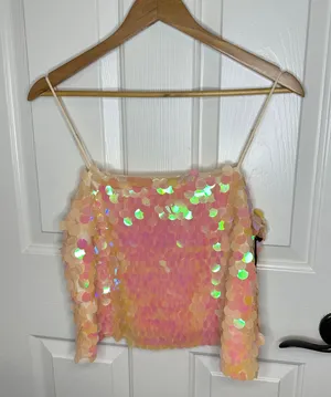 ASTR the Label BNWT Peach Sequin Luxoria Top + Darby Skirt Outfit Sz M Festival thumbnail 2