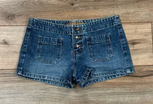 L.E.I 100% Cotton Vintage 2000s Y2k Bareback Low-rise Denim Micro Shorts | Sz 2 thumbnail 1