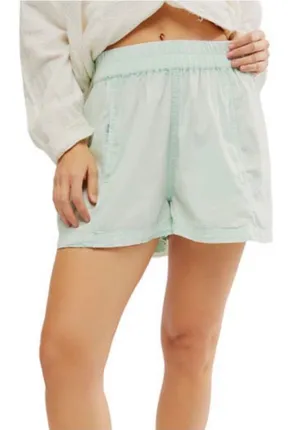 Free People Get Free Poplin Pull On Shorts in Mineral Sea thumbnail 1