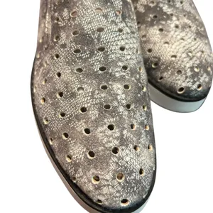 JOHNSTON & MURPHY Flex Perforated Suede Snake Slip On Loafer SZ 8M Gray Silver thumbnail 2