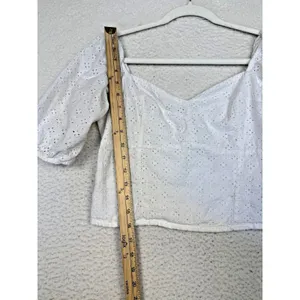 Abercrombie & Fitch Blouse Womens Medium White Eyelet Puff Sleeve Baby Doll‎ thumbnail 6