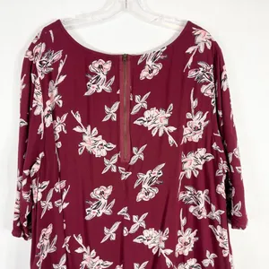 Ellos Plus Size‎ 22 Dress Shift Maroon Floral Shift Mini Lined Back Zip 1514 thumbnail 6
