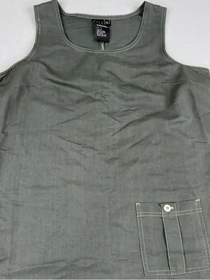 Vintage Pellini Maxi Dress L Olive Green Rayon Lagenlook Pocket 90s thumbnail 3