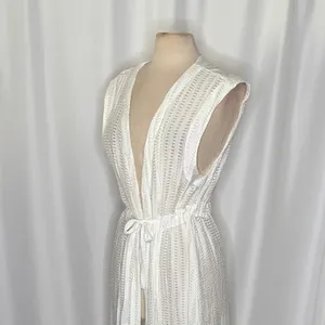 Anthropologie LILKA Eyelet White Cloud Swim Cover Up Maxi Dress Duster Medium thumbnail 8