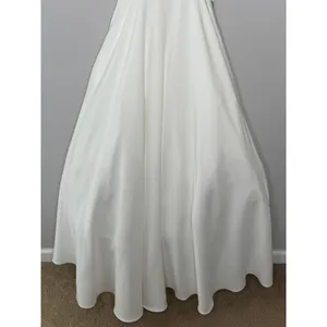 IEENA for Mac Duggal A-Line V-Neck Ball‎ Gown 4 White Bridal Wedding Minimalist thumbnail 6
