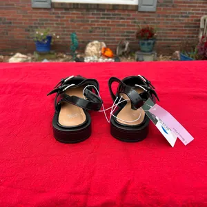 Nwt Size 7 Peyton Double Buckle black Slingback Flats by wild‎ fable punk rock thumbnail 3