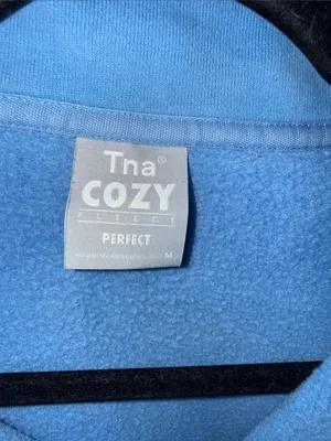 TNA Cozy Fleece perfect Cropped Quarter-Zip Pullover Light Blue med crop thumbnail 3