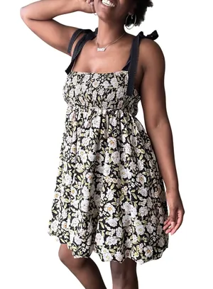 En Saison Black and White Ditsy Floral Dress Size Medium thumbnail 1