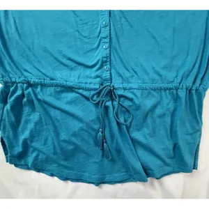 Lauren Ralph Lauren Knit Top Women Large Blue Drawstring Waist Tassel 3/4 Sleeve thumbnail 4