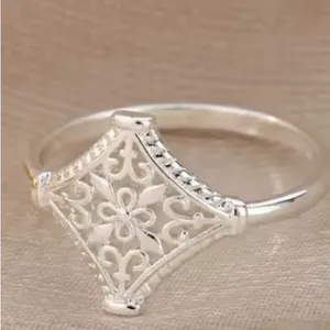 14k White Gold Plated 316L Cut Out‎ Filigree Ring, Size 6 thumbnail 10