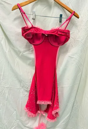 Victoria's Secret Vintage Sexy Little Things Pink Sequin‎ Lingerie Apron Cutouts thumbnail 4