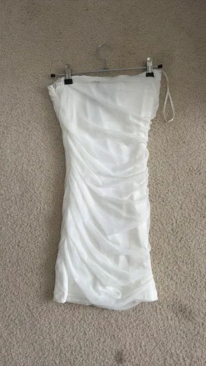 Princess Polly Dress White Mini Ruched mesh grad dress graduate thumbnail 2