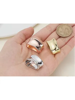 NEW 3 Pcs Dainty Oblate Silk Scarf Ring Brooch, 3 Colors Geometric Jewerly thumbnail 4