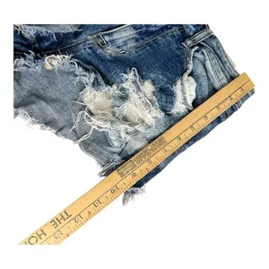 American Eagle Blue Shortie Stretch X Distressed Denim Shorts Size 2 Cotton thumbnail 13