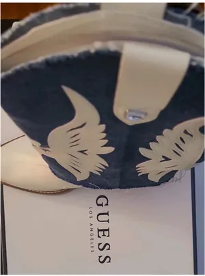 Guess White and Blue Denim Western Cowboy Boots thumbnail 3