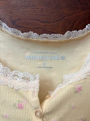 Aeropostale yellow floral lace tank top thumbnail 2
