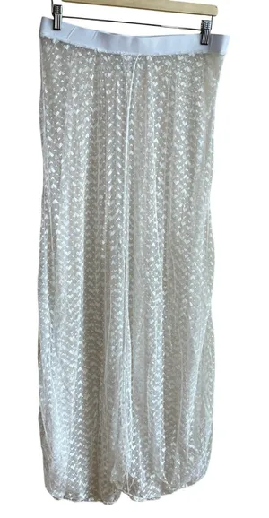 Unbranded Heart Lace Sheer Mesh Pants 2XL White Women Heart Pattern Overlay thumbnail 1