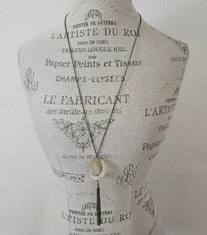 Banana Republic Aureus + Argent Brass Tassel Pendant Necklace - 32" Long Chain - NWOT thumbnail 1