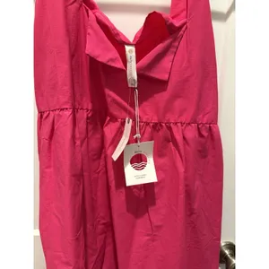 Daily Practice Anthropologie Women Mini Dress Magenta Hot Pink L Split Neck $98 thumbnail 4