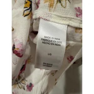 Lucky Brand Floral Peasant Blouse Womens Large White Pink Yellow Smocked 7WP4242 thumbnail 7
