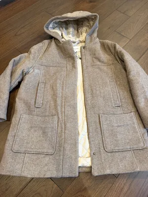 Banana Republic Melton Hooded Jacket - Taupe Herringbone Medium Petite - C42-020 thumbnail 4