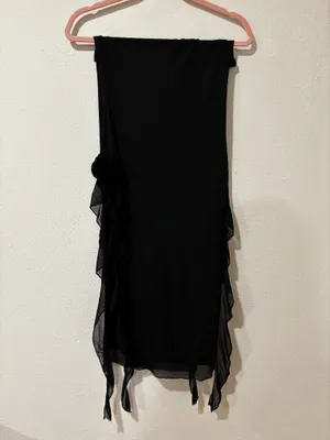 Amazon Black ruffle dress with high side slits thumbnail 2