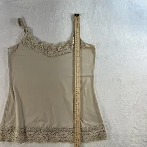 Cato Y2K Vintage Sz M Beige Cami Tank Top Lace Neck Bottom Trim Boho‎ Whimsy Coquette thumbnail 10