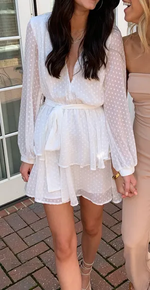 Princess Polly White Long Sleeve Mini Dress thumbnail 1