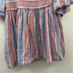 Free People Summer Nights‎ Blue Lagoon Oversized Striped Babydoll Dress Sz XS thumbnail 4