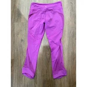 Lululemon Purple Crop Leggings‎ Size 4 Mesh Detail Athletic Activewear thumbnail 3