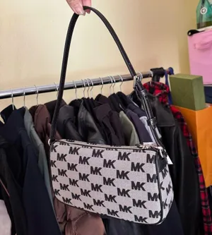 Michael Kors y2k nylon leather strap shoulder bag in black monogram jet set thumbnail 2