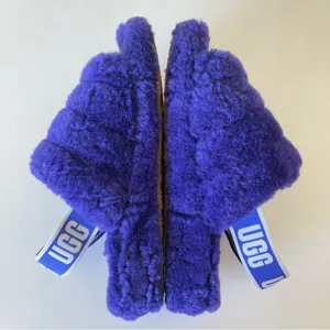 UGG Fluff Yeah Slide Women's Sheepskin Slipper Sandals Purple Size 7 ~Very Good thumbnail 7