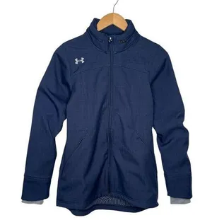 Under Armour Jacket Womens XS Loose ColdGear Pockets Full Zip Hoodie Sporty Blue thumbnail 1