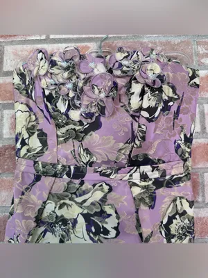 Vera Wang Lavender Label Sheath Cocktail Dress Floral Women’s 4 Jacquard Party thumbnail 3
