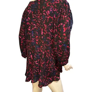 Torrid Peplum Georgette Tie Front Leopard Print Blouse Plus Size 2X Black Pink thumbnail 14