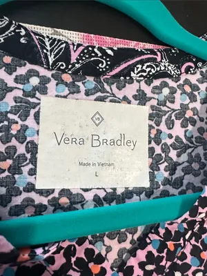 Pink floral Print Short Sleeve ladies scrub Top Sz L by Vera Bradley thumbnail 5
