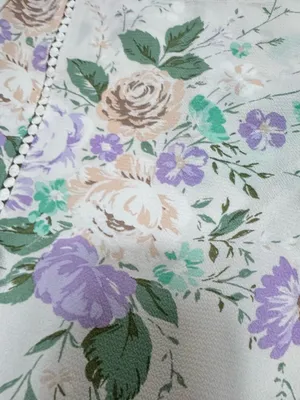 Floral Puff Sleeve Blouse - Cream with Lavender & Green thumbnail 9