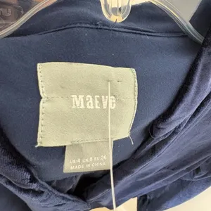 NWOT Anthropologie Maeve Navy Blue Velvet Tunic Blouse US 4 Button Front Top thumbnail 2