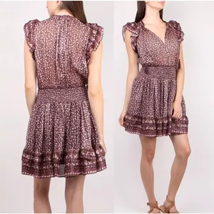 Ulla‎ Johnson Nyssa Silk Mini Dress Cocoa Burgundy Floral Size 4 thumbnail 2