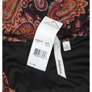 NWT Ny Collection Womens Long Sleeve Mesh Maxi Dress Black Rust Paisley PXL thumbnail 5