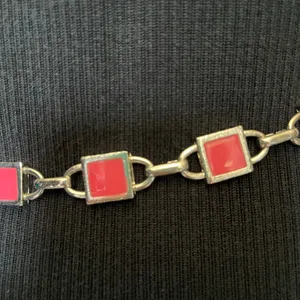 Y2K NY Pink Enamel Link Silver Chain Womens Belt Sz S 31" Adj Festival Coquette thumbnail 6