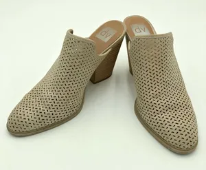 Dolce Vita Beige Laser Cut Closed Toe Heeled Mules Size 10 thumbnail 1