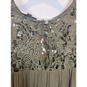 NWT Lane Bryant Size 14 Plus Crochet Olive Green Lined Midi Short Sleeve Dress‎ thumbnail 5