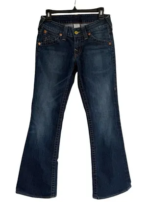 True Religion Y2K Horse Shoe Back Pocket Bootcut Flare Jeans 28 Blue Low Rise thumbnail 1