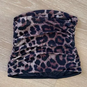 Superdown Tube Top Ruched leopard Print Size S Brown Black thumbnail 3