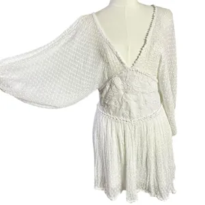 Free People Bohemian Ethereal Cottage Sweet Dreams Mini Dress in Tofu Small thumbnail 6