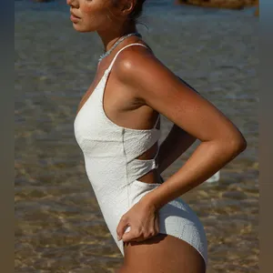 Berlook White Geometric Cutout One-Piece Swimsuit thumbnail 4