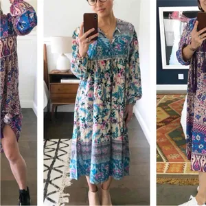 Garden Blue Long Sleeve Bishop Sundress thumbnail 6